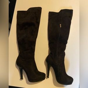 Suede Over-the-Knee Heeled Boots
